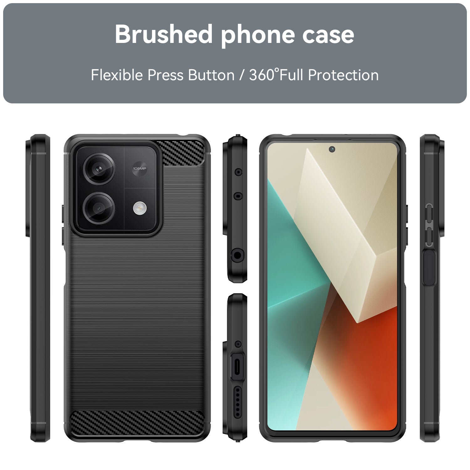 For Xiaomi Redmi Note 13 5G Cell Phone Shell Case TPU Carbon Fiber Texture Shell Cover - Black For Xiaomi Redmi Note 13 5G Cell Phone Shell Case TPU Carbon Fiber Texture Shell Cover - Black